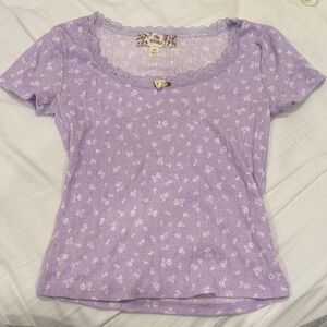 Pink Republic Lavender Floral Short Sleeve Top